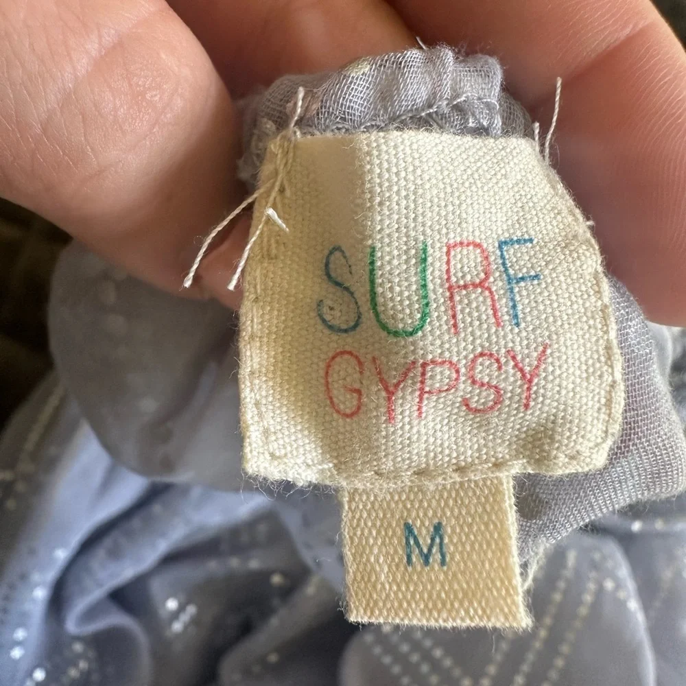 NWOT Surf Gypsy Light Gray Halter Coverup Dress with Tassel Ties - Size M